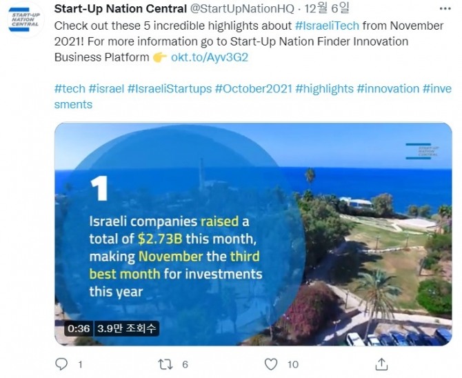 사진=스타트업 네이션 센트럴 공식 트위터