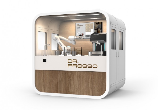 협동로봇을 활용한 모듈러 로봇카페. 사진=(주)두산