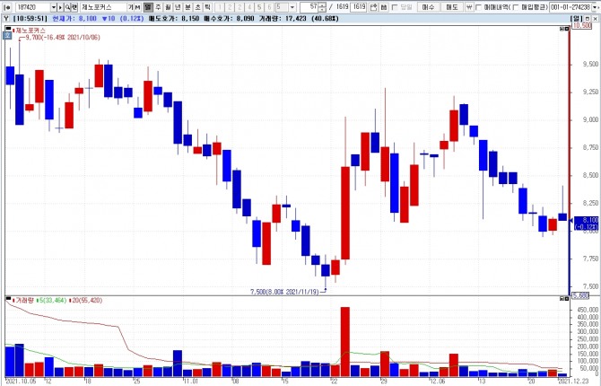 제노포커스 주가 그래프