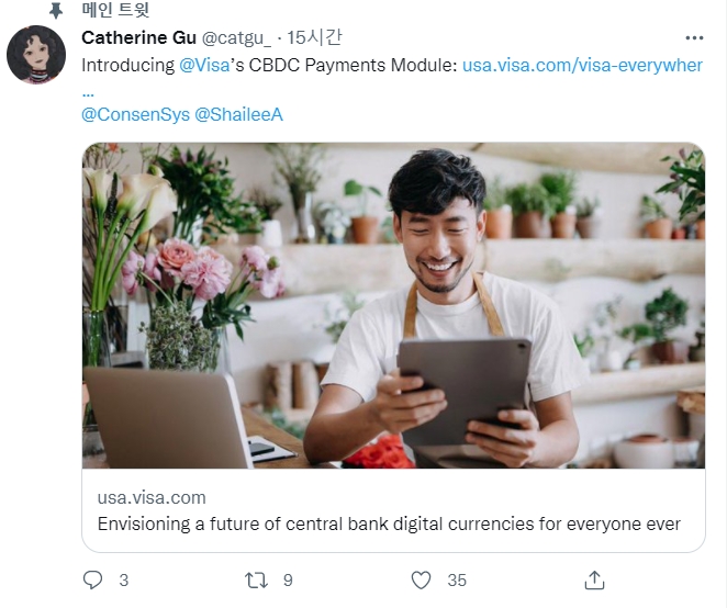 사진=래서린 구 비자 글로벌 CBDC 대표 트위터
