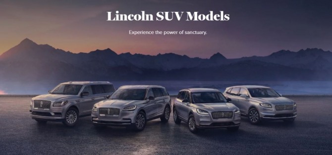 럭셔리 브랜드 링컨의 SUV 라인업. (왼쪽부터) 네비게이터, 에비에이터, 코세어, 노틸러스. 사진=링컨코리아