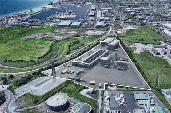 펜사나가 영국의 솔트엔드 항구에 건설할 공장 조감도.