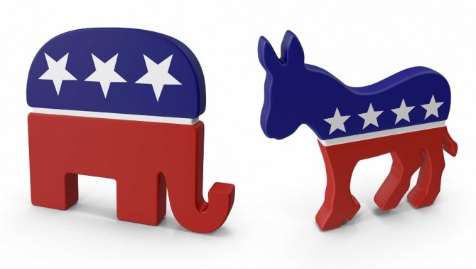미국 민주당 로고(오른쪽)과 공화당 로고. 사진=갤럽