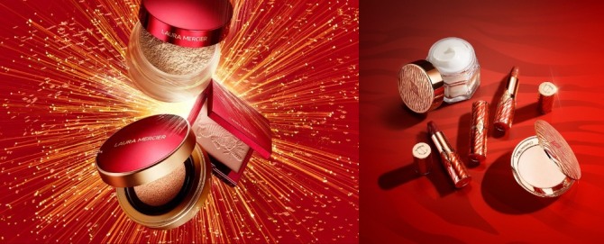 로라 메르시에 '범띠 해 컬렉션 2022'(왼쪽), 샬롯 틸버리 '타이거 에디션'. 사진= 로라 메르시에·샬롯 틸버리 