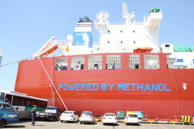 현대미포조선은 지난 2016년 세계 최초로 메탄올을 연료로 사용하는 메탄올 추진 선박을 건조했다. 사진=뉴시스