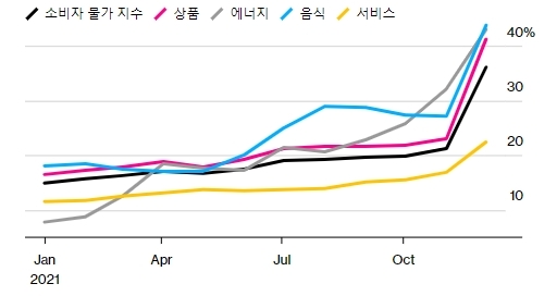 터키의 각 분야별 물가 상승지수 출처=Turkstat