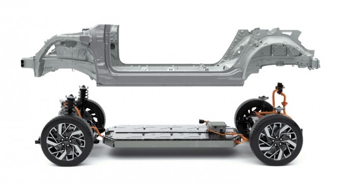 현대차가 지난해 공개한 전기차용 플랫폼 e-GMP 개념도. 사진=현대차