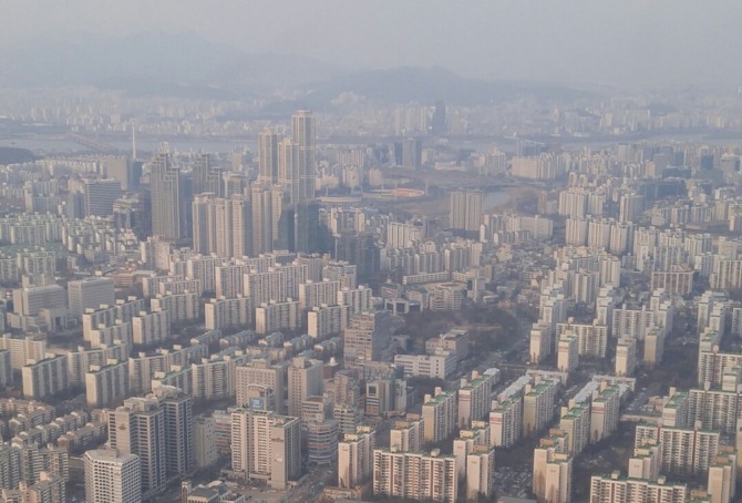 하늘에서 본 목동아파트 단지 전경. 사진=최환금 기자