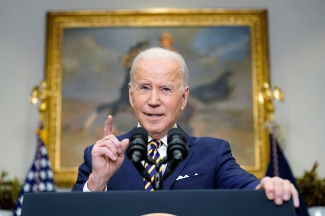 조 바이든 미국 대통령이 8일(현지시간) 백악관 연설에서 원유를 포함한  러시아산 에너지 수입 금수 조처를 발표했다. 사진=AP