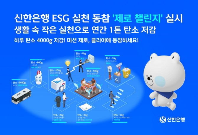 신한은행 ESG 실천 동참 '제로 챌린지' 실시  [사진=신한은행]