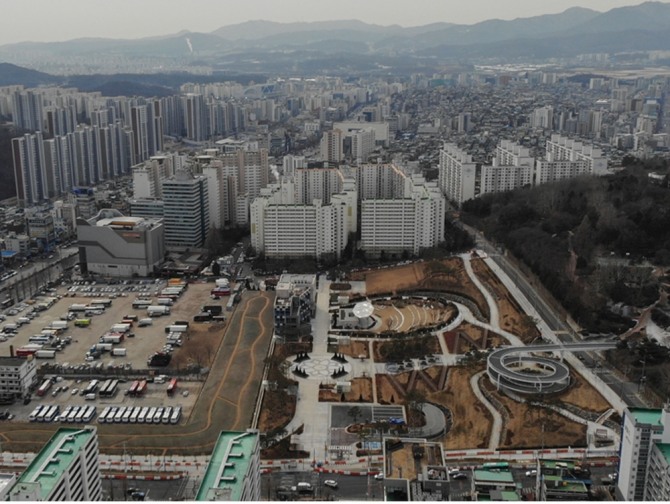 수정구 신흥동 제1공단 근린공원 조성부지 내 성남역사박물관 건립 부지 전경