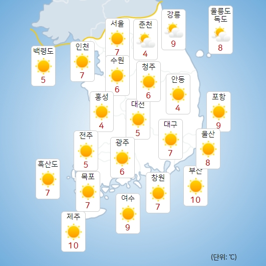 오는 6일 오전 날씨. 사진=기상청