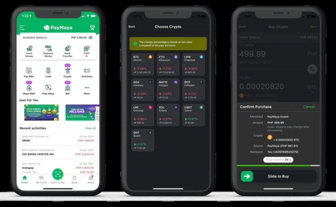필리핀 최대 디지털 결제 기업 페이마야((PayMaya)가 앱에 암호화폐 매매 기능을 출시했다. 출처=페이마야