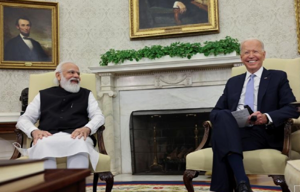지난해 9월 백악관에서 정상회담을 갖는 조 바이든 미국대통령(오른쪽)과 나렌드라 모디 인도 총리. 사진=로이터