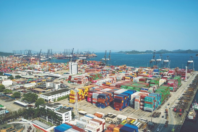 A view of the busy Yantian Port in this photo taken recently. Lin Jianping