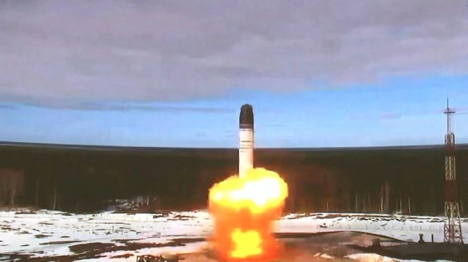 러시아의 차세대 ICBM 사르마트 시험발사 장면. 사진=로이터