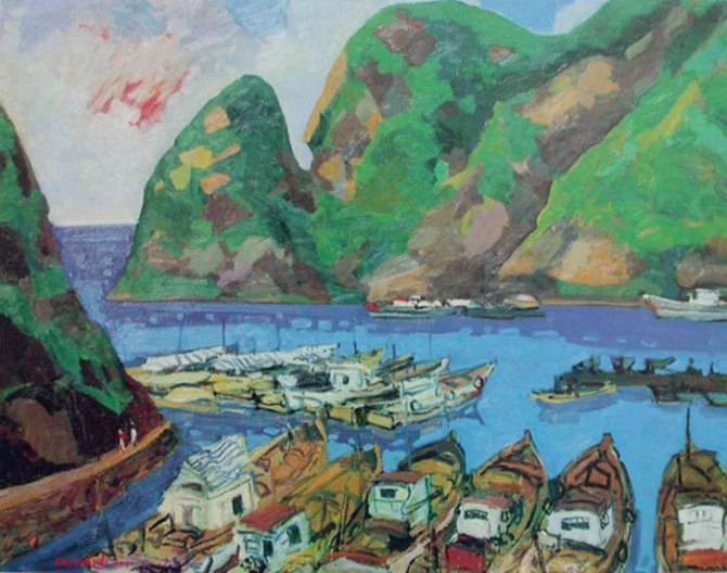  울릉도 도동항:80.3 x 116.8 cm, Oil on Canvas, 1977
