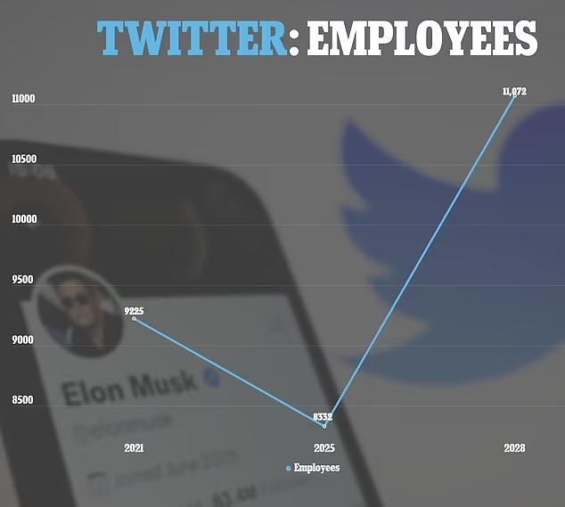 트위터 직원 규모 추이. 사진=데일리메일