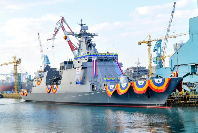 현대중공업이 2019년 11월 진수한 필리핀 해군 다목적호위함 안토니오루나함. 사진=뉴시스