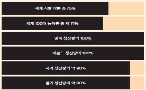 꿀벌에 의한 수분 매개 [자료=유엔식량농헙기구, KB금융 경영연구소]