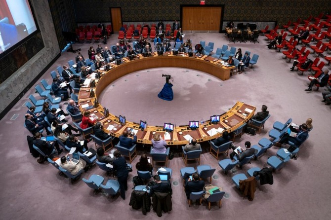 유엔 안전보장이사회(안보리) 전체 회의 모습. 사진=로이터