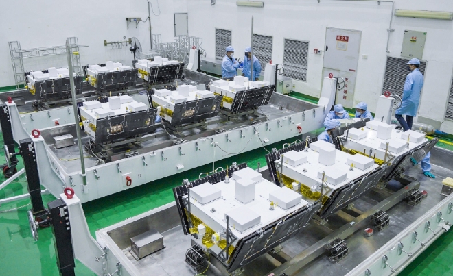 지난 2일 지구 저궤도에 발사된 지리홀딩스그룹 계열 지스페이스가 직접 개발한 9개의 GeeSAT-1 인공위성들. 사진=지리홀딩스그룹