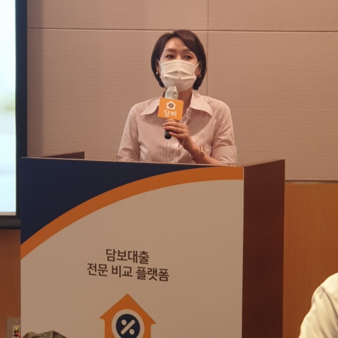 발표하는 주은영 담비 대표 [사진=글로벌이코노믹] 