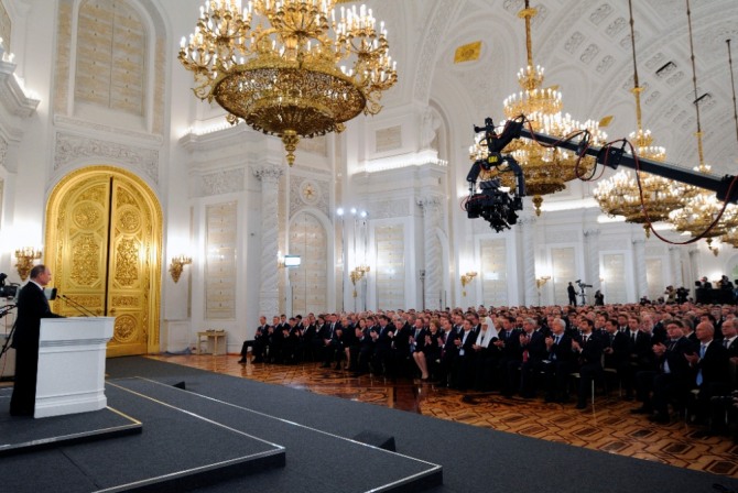 러시아 푸틴 대통령 연설 모습 