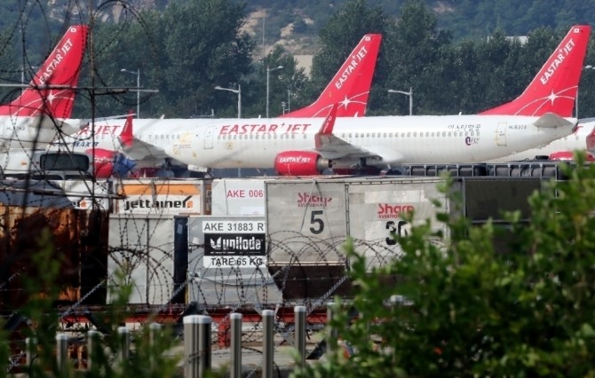 김포국제공항 계류장에 있는 이스타항공.사진=자료