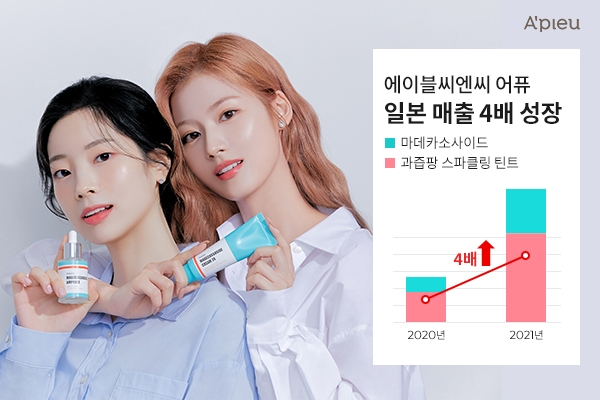 어퓨는 일본 시장에서 지난해 전년 대비 4배의 매출 성장을 기록했다. 사진=에이블씨엔씨