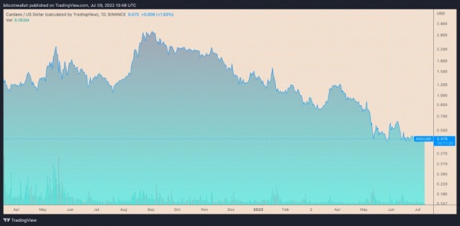 카르다노(ADA)/달러(USD)가격 1일 차트. 출처=트레이딩뷰