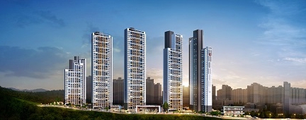 캡션 힐스테이트 탑석 야경 투시도.
