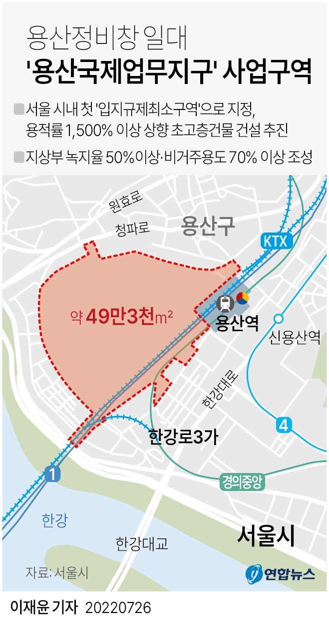 용산국제업무지구 사업구역. 그래픽=연합뉴스