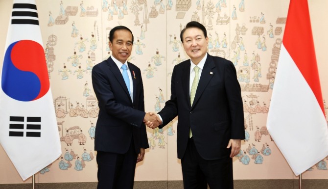 Indonesian President Joko Widodo meets with Korea President and Korean business leaders. Photo=NEWSIS