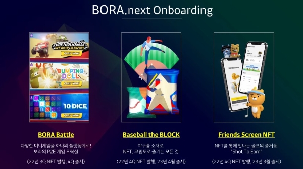 카카오게임즈가 'BORA NEXT'서 공개한 신작 3종의 모습. 사진=카카오게임즈