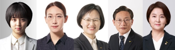 정의당 21대 비례대표 의원들. 왼쪽부터 류호정·장혜영·강은미·배진교·이은주 의원. 사진=국회