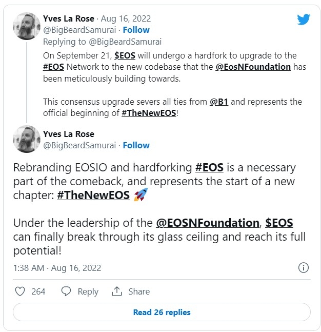 출처=EOS 네트워크 재단 이브 라 로즈 CEO 트위터
