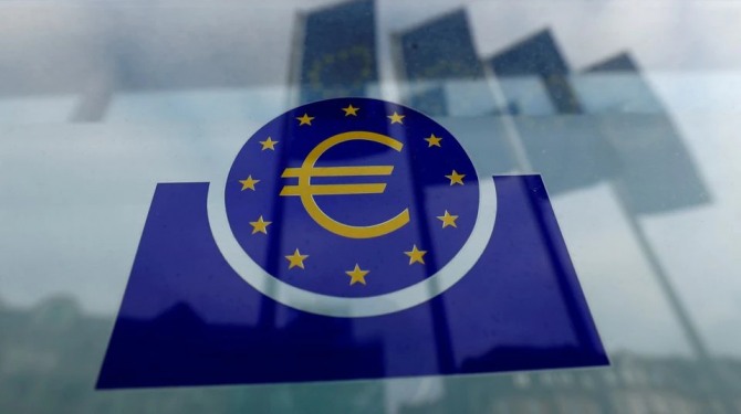 독일 프랑크푸르트에 있는 유럽중앙은행(ECB)의 로고 사진. 사진=로이터