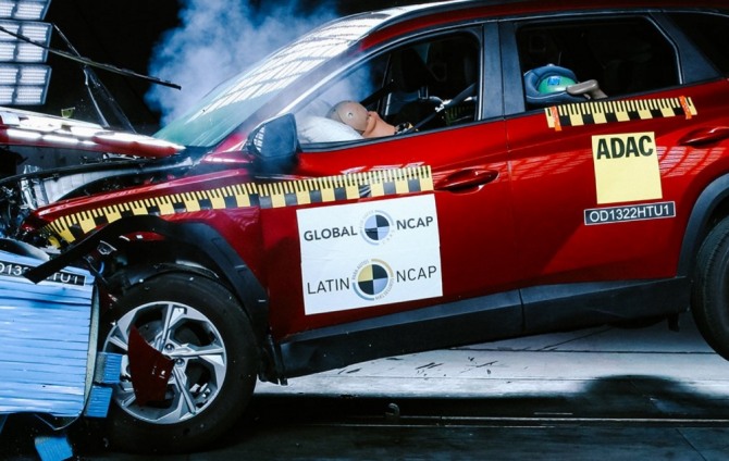 투싼신형 모델이 라틴 NCAP 테스트에서 개선된 안전도 결과를 보여주었다. 사진=글로벌NCAP