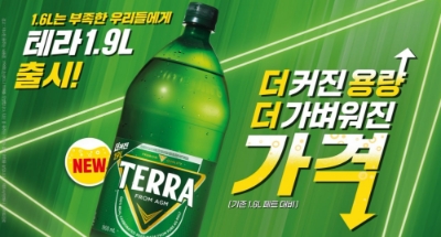 청정라거-테라 1.9L 페트 포스터. 사진=하이트진로