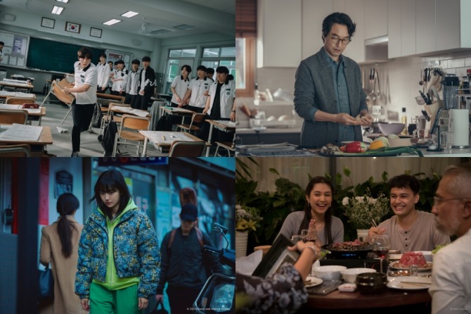 (왼쪽 위부터 시계방향) 웨이브 '약한영웅 클래스1', 왓챠 '오늘은 좀 매울지도 몰라', '피의 저주', 디즈니플러스 '커넥트'. 사진=부산국제영화제