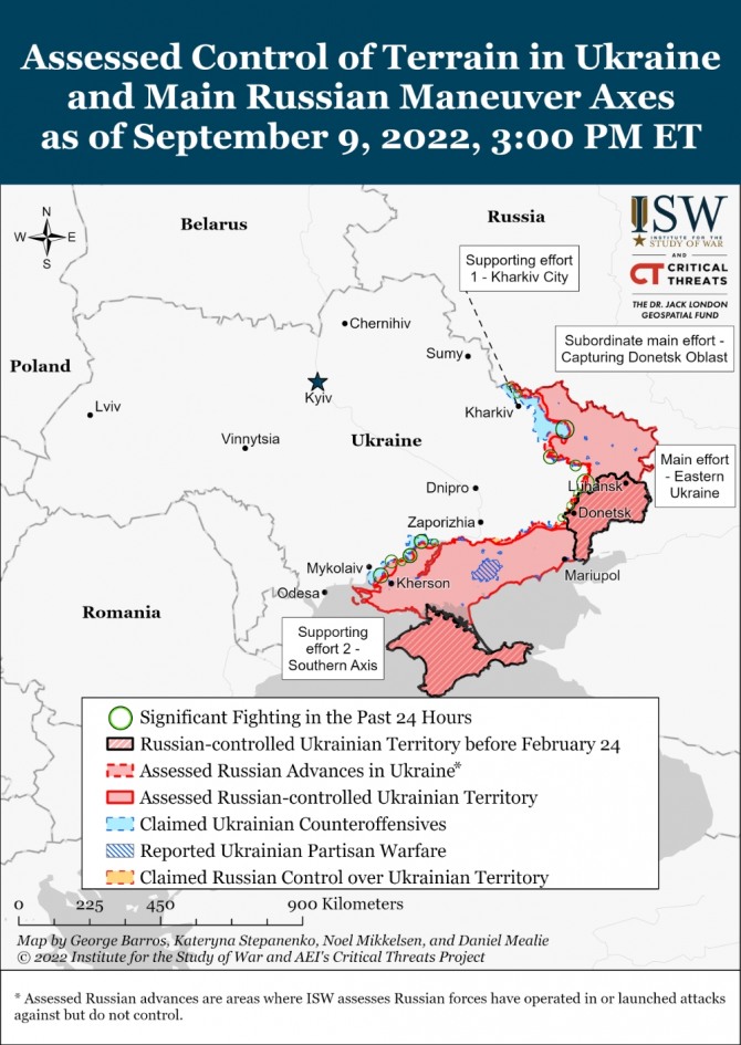 미국 전쟁연구소의 우크라이나 전쟁 전황도. 자료=전쟁연구소 홈페이지
