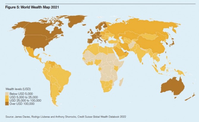 글로벌 투자은행 크레디트스위스가 조사한 지난해 기준 전세계 자산 현황. 사진=크레디트스위스