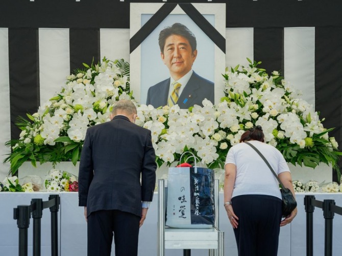 아베 신조 전 일본 총리의 장례식이 시작됐다. 사진=로이터