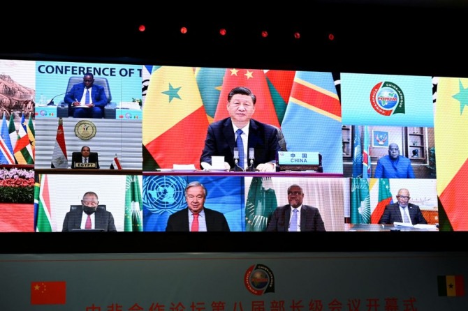 중국 시진핑 주석이 UN사무총장 및 아프리카 국가 정상들과의 화상회의를 하고 있다. 사진=로이터