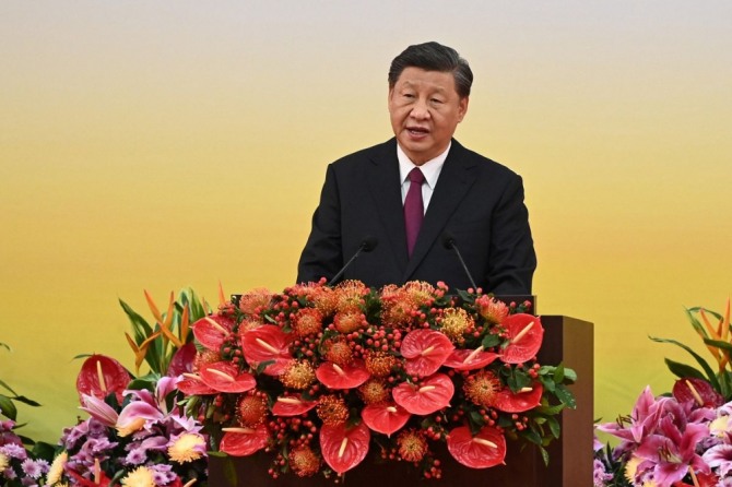 2022년 7월 1일, 홍콩 신임행정장관 취임식에서 연설 중인 중국 시진핑 주석. 사진=로이터