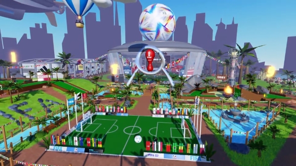 로블록스 '피파 월드컵' 테마 월드 전경. 사진=국제축구연맹(FIFA) 공식 유튜브