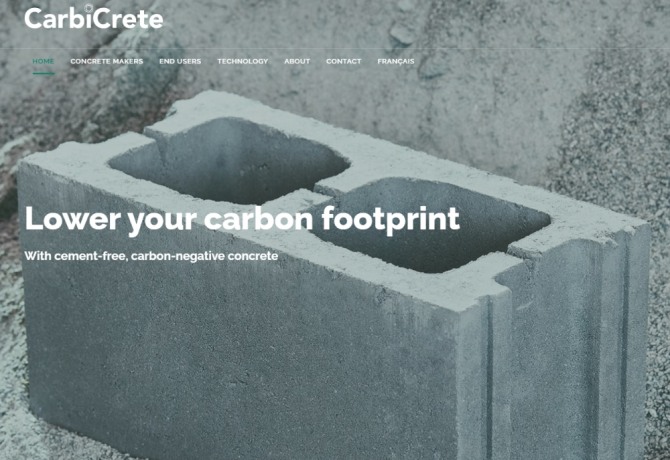 세계 최초로 캐나다에서 개발된 ‘탄소를 흡수하는’ 콘크리트 벽돌. 사진=카비크리트