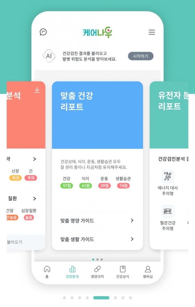 케어나우3.0 건강분석 화면. 사진=KGC인삼공사