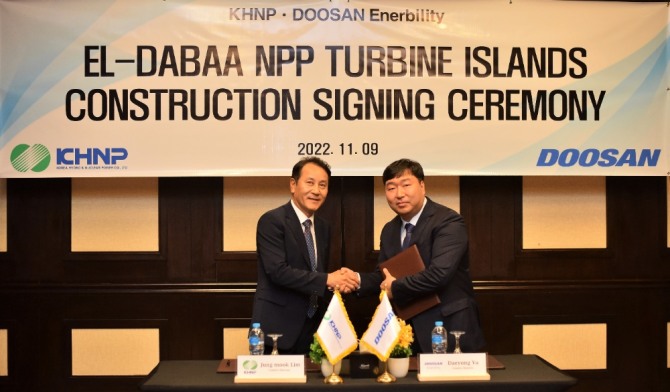 Doosan Enerbility signed a contract with Korea Hydro & Nuclear Power  (KHNP) in Cairo, Egypt. Photo=Doosan Enerbility
